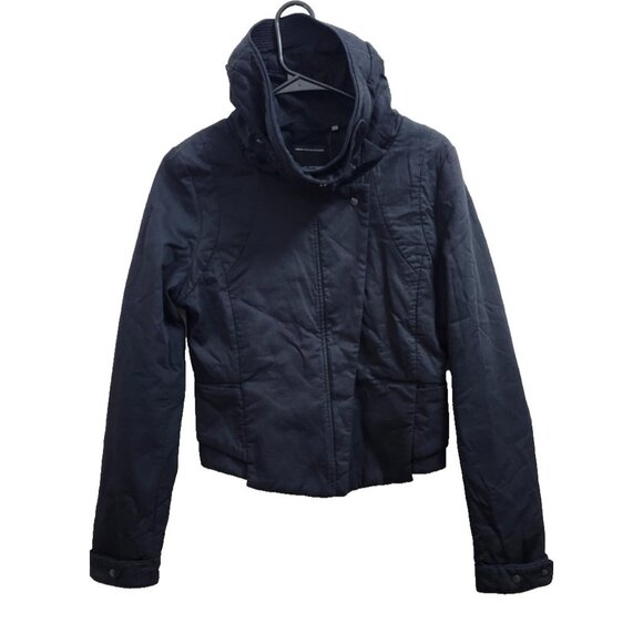 JNBY Women’s Black High Collar Jacket Size L Asymmetrical Zip Modern Minimalist - Picture 2 of 16